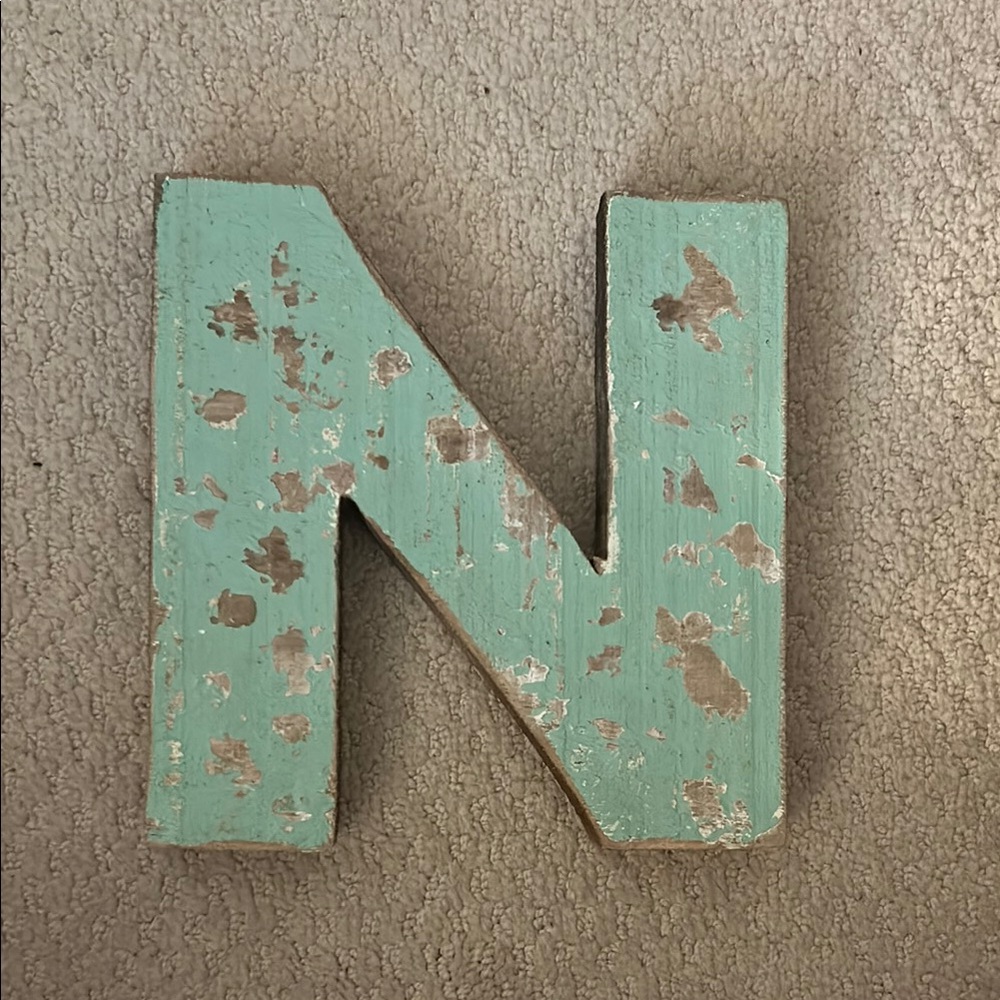 Rustic Wooden Letter N Decor
